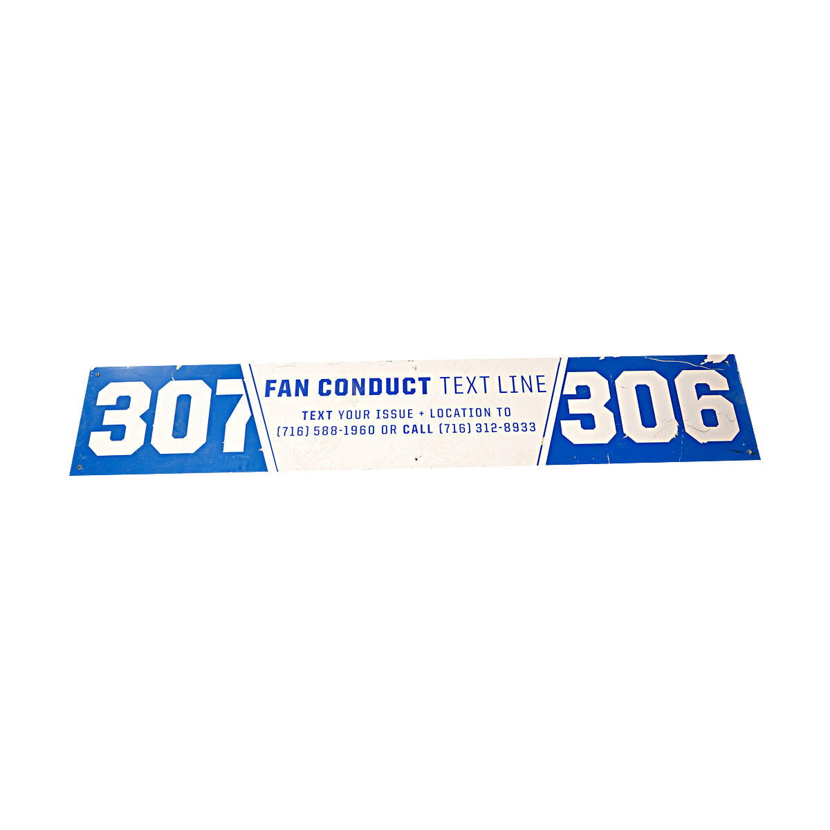 Highmark Stadium Authentic Section 307 Fan Code Of Conduct 306 68x12 White/Blue Sign