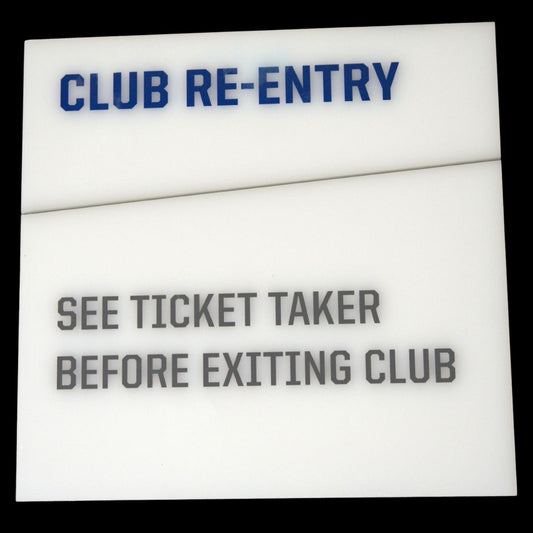 Highmark Stadium Authentic Club Re-Entry 18x18 White/Blue Sign