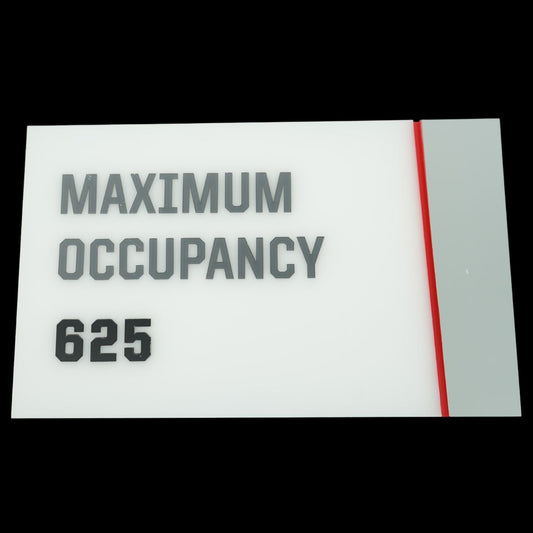 Highmark Stadium Authentic Maximum Occupancy 625 White/Red 9x5 Sign