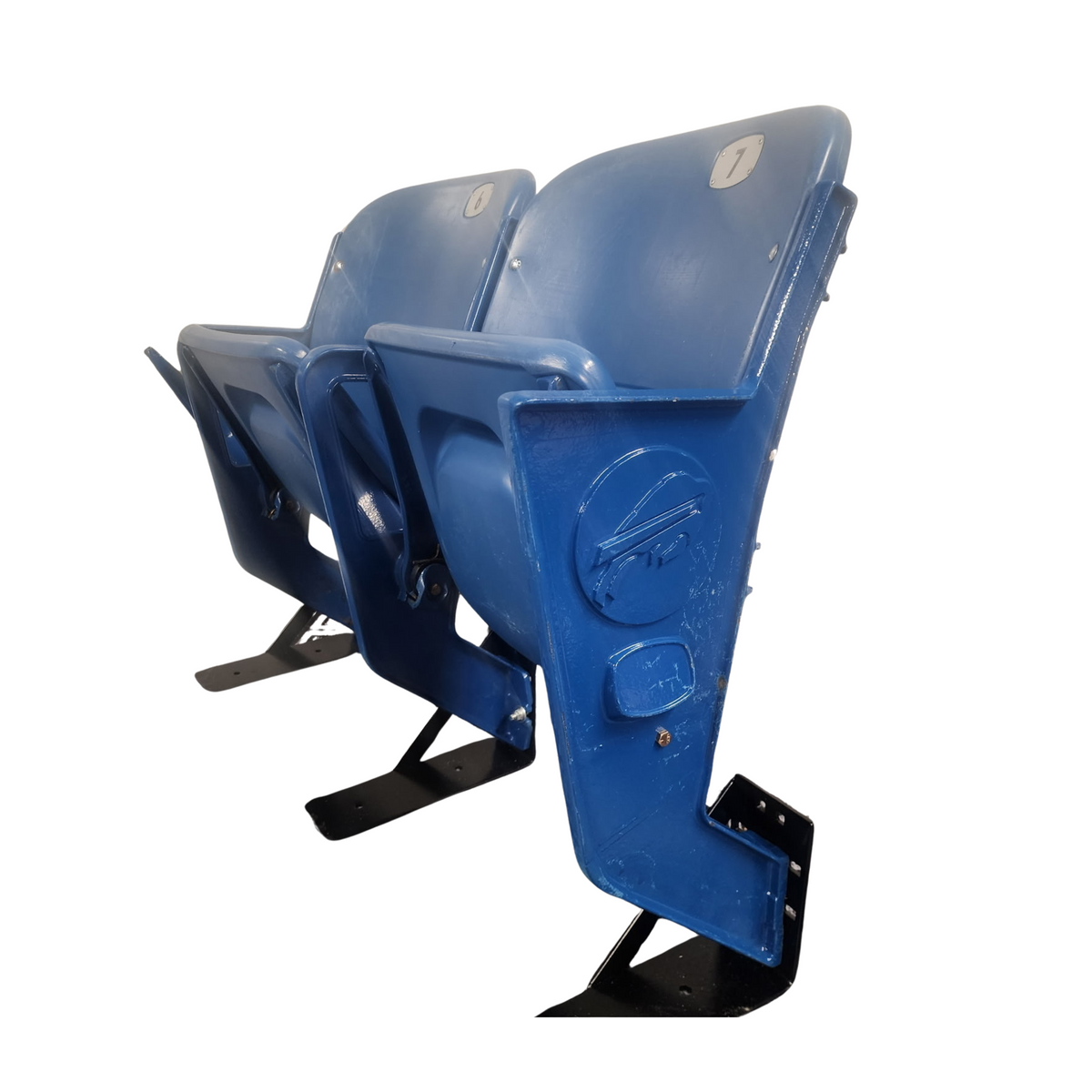 Buffalo Bills Highmark Stadium Authentic Pair of Blue End Cap Seats with Logo