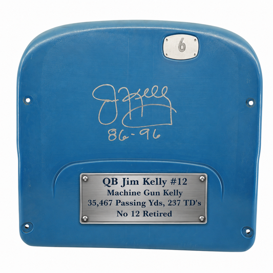 Jim Kelly Autographed Highmark Stadium Authentic Blue Seatback (Pre-Order)