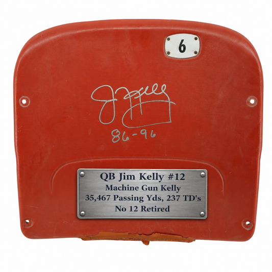 Jim Kelly Autographed Highmark Stadium Authentic Red Seatback (Pre-Order)