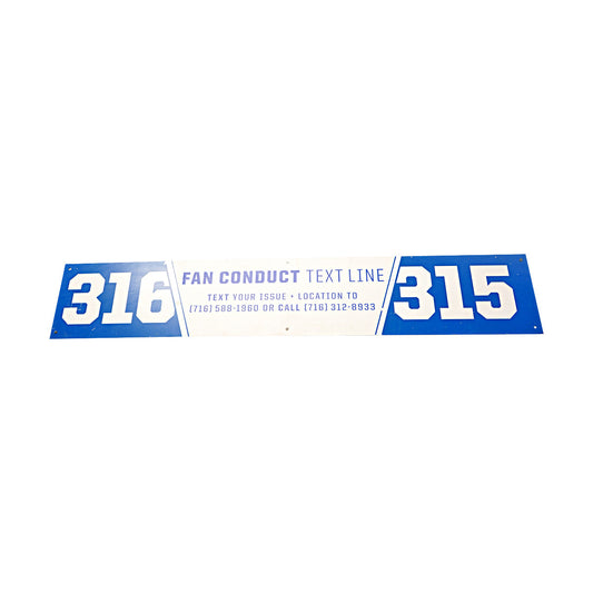 Highmark Stadium Authentic Section 316 Fan Code Of Conduct 315 68x12 White/Blue Sign
