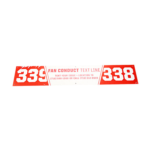 Highmark Stadium Authentic Section 339 Fan Code Of Conduct 338 68x12 White/Red Sign