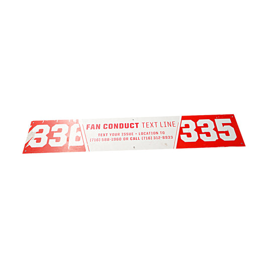 Highmark Stadium Authentic Section 336 Fan Code Of Conduct 335 68x12 White/Red Sign