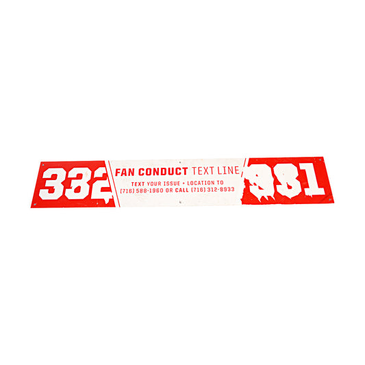 Highmark Stadium Authentic Section 332 Fan Code Of Conduct 331 68x12 White/Red Sign