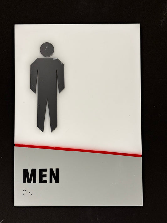 Highmark Stadium Authentic Mens Restroom 7x10 White/Red Sign