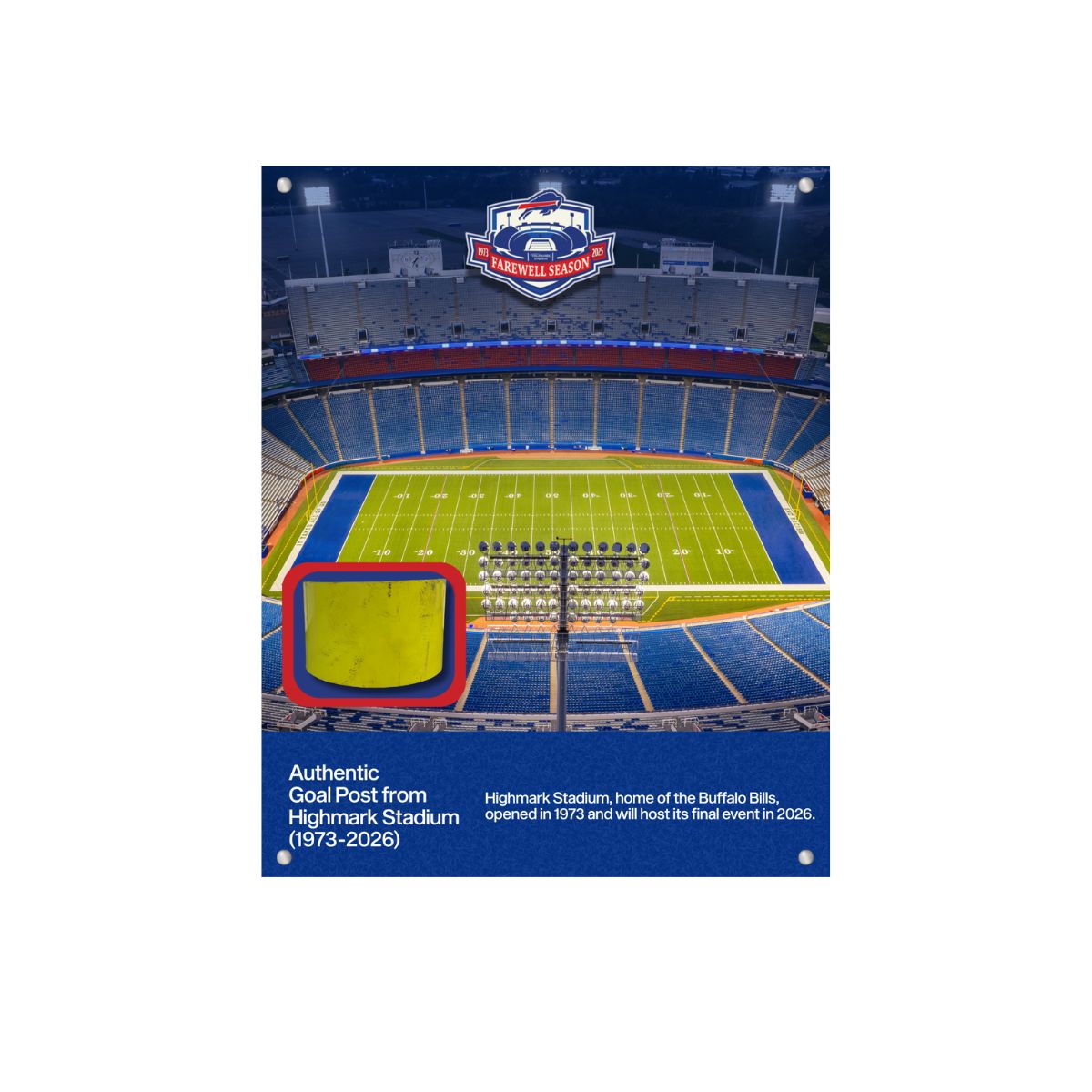 Buffalo Bills Highmark Stadium 8x10 Authentic Goalpost Plaque